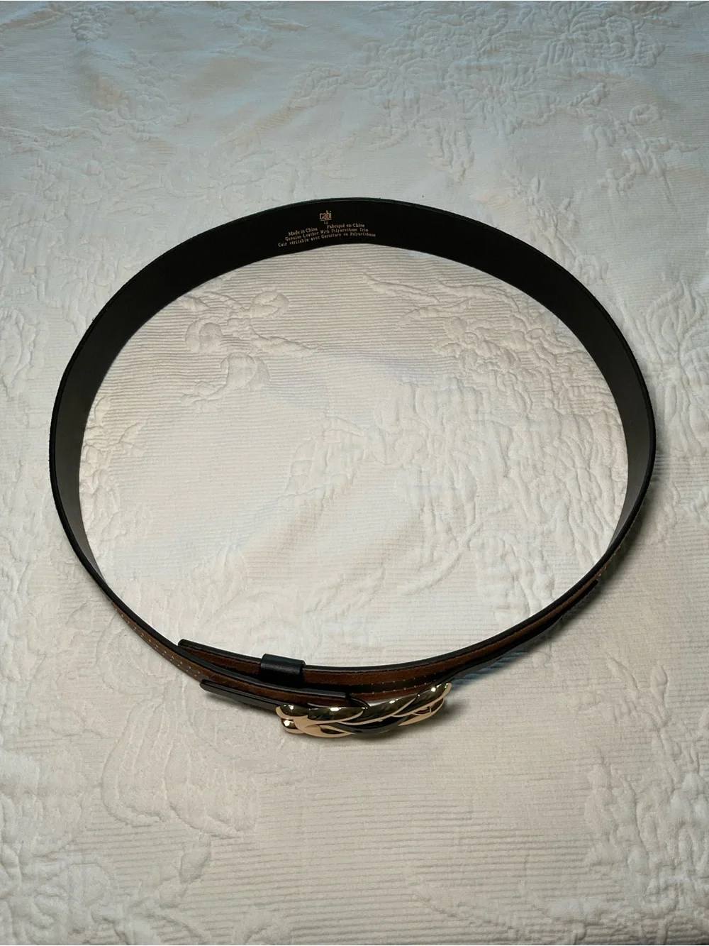 CAbi Brown Leather Belt with Gold Twisted Buckle